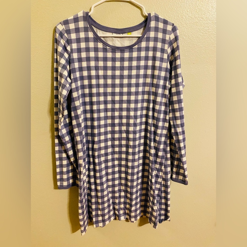 Blue and white checker dress
